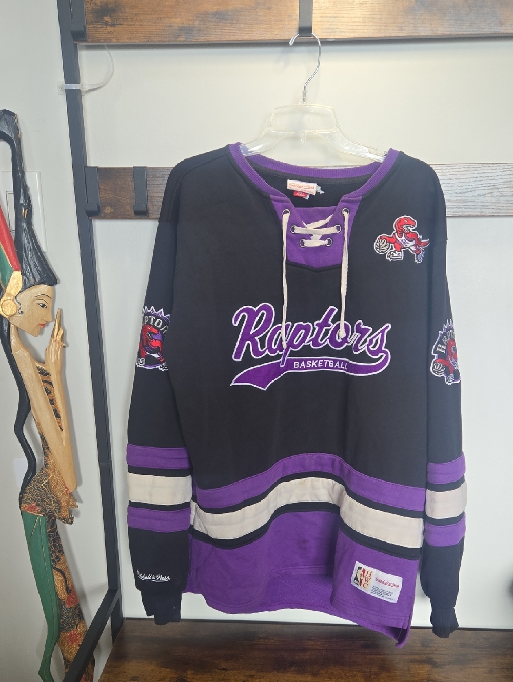 Vtg Raptors TORONTO OG Mitchell & Ness NBA HWC Patch Sweatshirt Jersey
